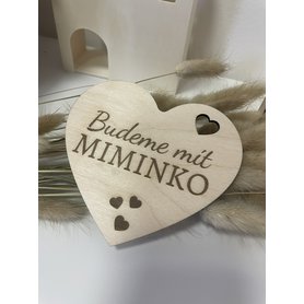 Dřevěný milník - budeme mít miminko, srdíčko